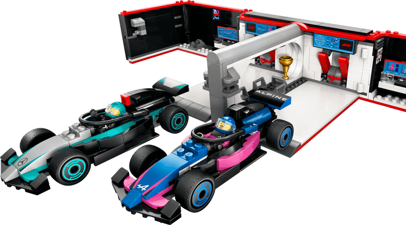 LEGO Pitbox mit Mercedes AMG und Alpine F1 Autos 60444 City