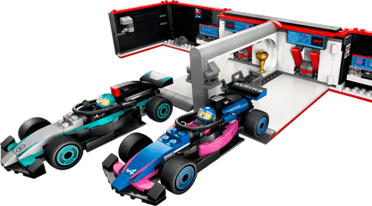 LEGO Pitbox mit Mercedes AMG und Alpine F1 Autos 60444 City