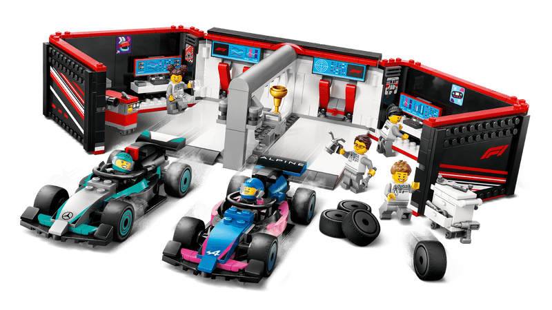 LEGO Pitbox mit Mercedes AMG und Alpine F1 Autos 60444 City