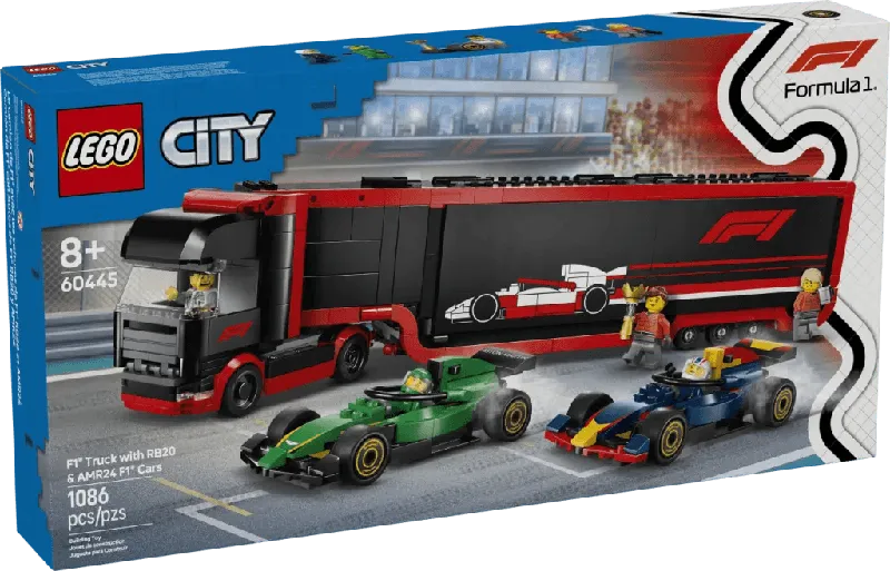 LEGO F1 Truck met Red Bull RB20 & Aston Martin AMR24 F1 auto's 60445 City