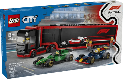 LEGO F1 Truck met Red Bull RB20 & Aston Martin AMR24 F1 auto's 60445 City