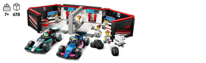 LEGO Pitbox mit Mercedes AMG und Alpine F1 Autos 60444 City