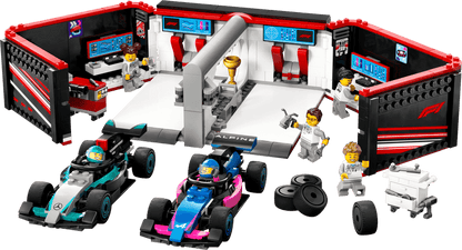 LEGO Pitbox mit Mercedes AMG und Alpine F1 Autos 60444 City