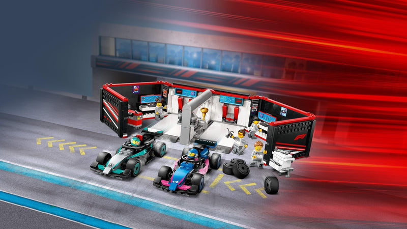 LEGO Pitbox mit Mercedes AMG und Alpine F1 Autos 60444 City