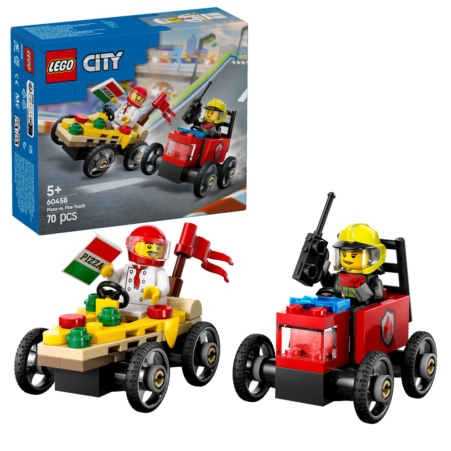 LEGO Rennwagenpaket: Pizzawagen vs. Feuerwehrauto 60458 City