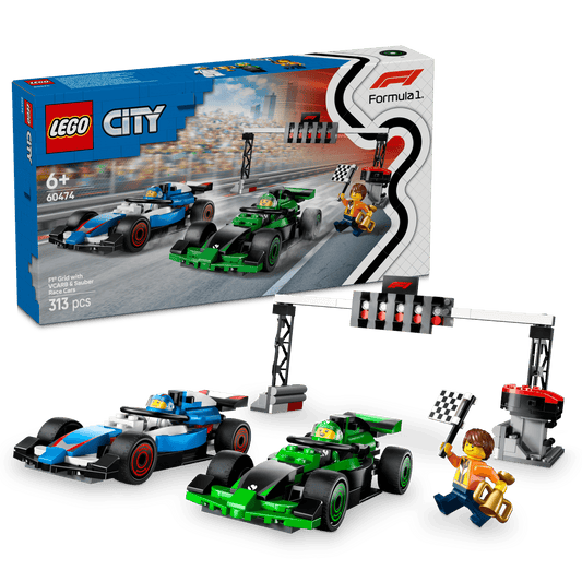 LEGO F1 Startlinie mit VCARB- und Sauber-Formel-1-Autos 60474 City