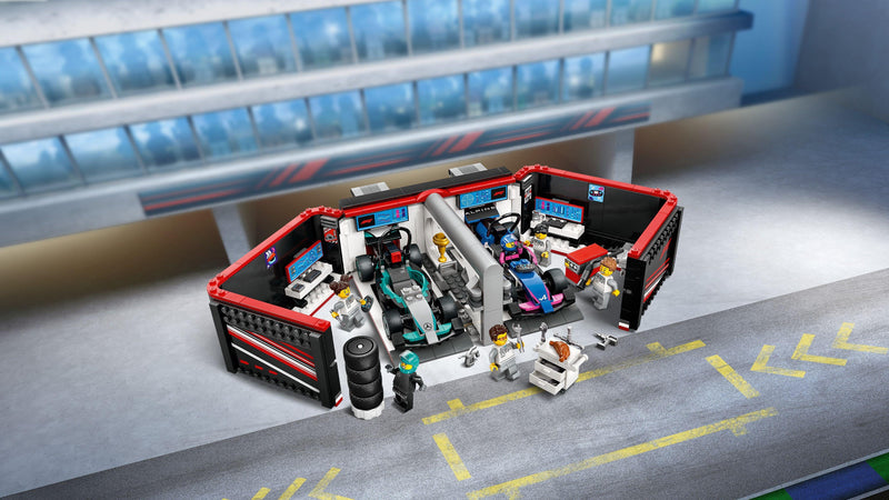 LEGO Pitbox mit Mercedes AMG und Alpine F1 Autos 60444 City