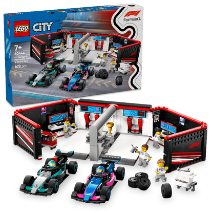 LEGO Pitbox mit Mercedes AMG und Alpine F1 Autos 60444 City