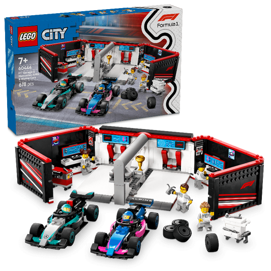 LEGO Pitbox mit Mercedes AMG und Alpine F1 Autos 60444 City