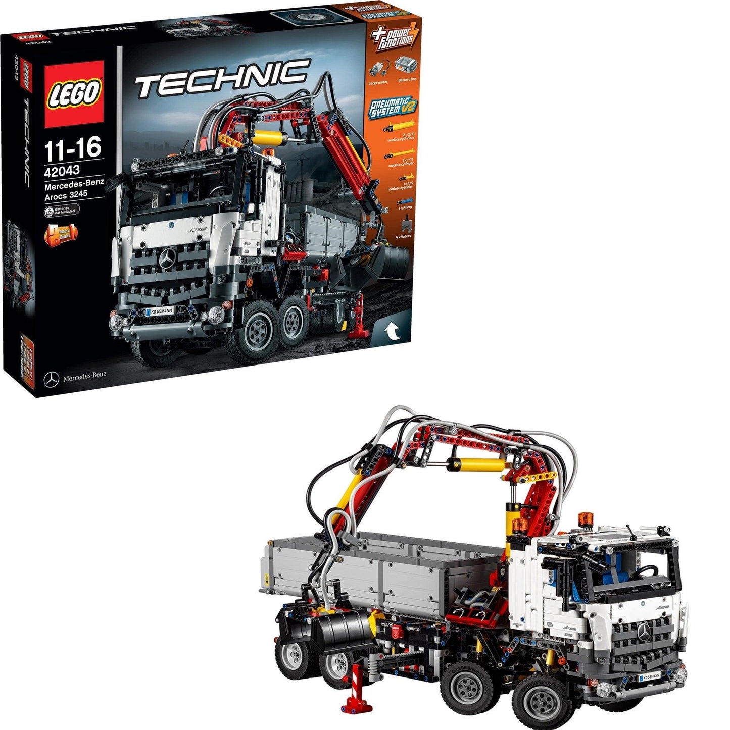 LEGO Mercedes Arocs Actros vrachtwagen met kraan 42043 Technic LEGO TECHNIC @ 2TTOYS | Official LEGO shop😊🥰 LEGO €. 349.99